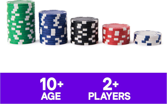 Spin Master Games, Cardinal Classics, 100-Piece Poker Chips Set, Classic Family Board Game, Poker Set for Beginners & Experts, Kids & Family, 2-10 Players, Stocking Stuffer Gift Ideas for Ages 8 & Up