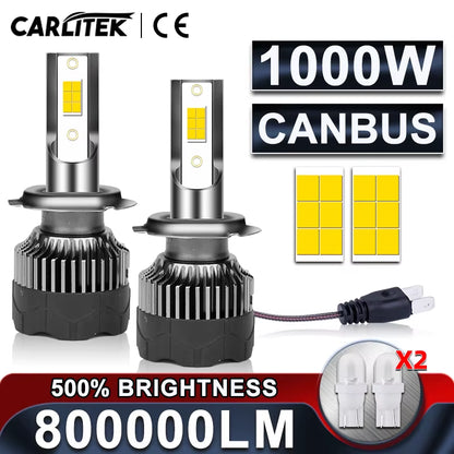 CARLITEK 1000W H7 LED Car Headlight H4 H11 Bulb 9012 H3 H1 H8 H9 9005 9006 9007 9008 880 881 H27 LED Auto Lamp 4300K 6K 8K 12V