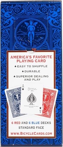 Bicycle Standard Rider Back Playing Cards, Poker Size, 12 Pack, Classic Decks of Cards for Poker, Blackjack, Casino Games & Family Game Night