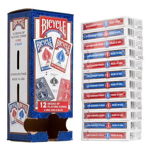 Bicycle Standard Rider Back Playing Cards, Poker Size, 12 Pack, Classic Decks of Cards for Poker, Blackjack, Casino Games & Family Game Night