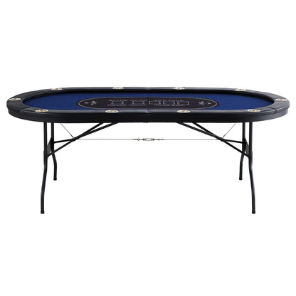 VEVOR 10 Player Poker Table Foldable, Portable Folding Card Board Game Table, Blackjack Texas Holdem Table with Padded Rails and Stainless Steel Cup Holders,Blue (84 in), Casino Leisure Table
