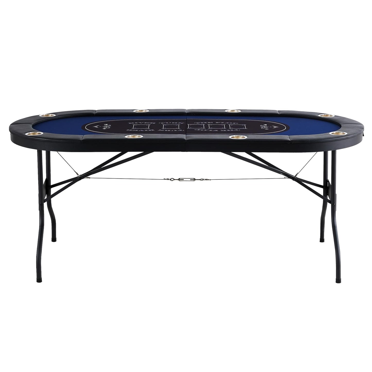 VEVOR 10 Player Poker Table Foldable, Portable Folding Card Board Game Table, Blackjack Texas Holdem Table with Padded Rails and Stainless Steel Cup Holders,Blue (84 in), Casino Leisure Table
