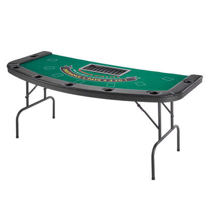 VEVOR 10 Player Poker Table Foldable, Portable Folding Card Board Game Table, Blackjack Texas Holdem Table with Padded Rails and Stainless Steel Cup Holders,Blue (84 in), Casino Leisure Table