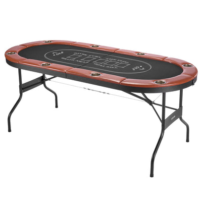 VEVOR 10 Player Poker Table Foldable, Portable Folding Card Board Game Table, Blackjack Texas Holdem Table with Padded Rails and Stainless Steel Cup Holders,Blue (84 in), Casino Leisure Table