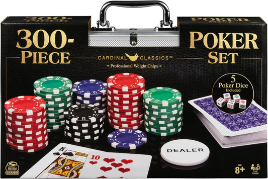 Spin Master Games, Cardinal Classics, 300-Piece Poker Set with Aluminum Carrying Case & Professional Weight Chips & Poker Dice, for Ages 8+