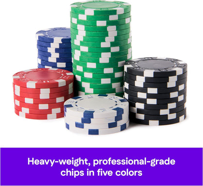 Spin Master Games, Cardinal Classics, 100-Piece Poker Chips Set, Classic Family Board Game, Poker Set for Beginners & Experts, Kids & Family, 2-10 Players, Stocking Stuffer Gift Ideas for Ages 8 & Up