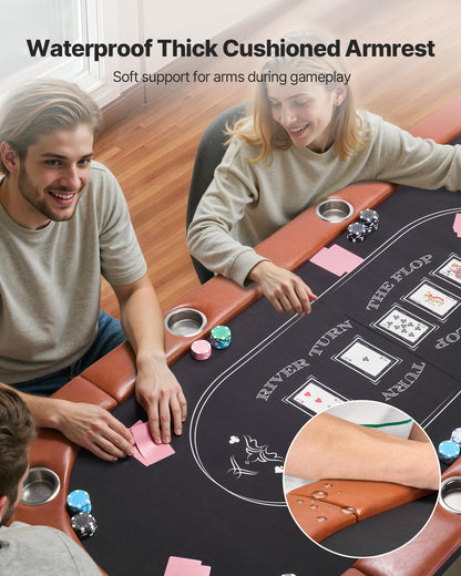 VEVOR 10 Player Poker Table Foldable, Portable Folding Card Board Game Table, Blackjack Texas Holdem Table with Padded Rails and Stainless Steel Cup Holders,Blue (84 in), Casino Leisure Table