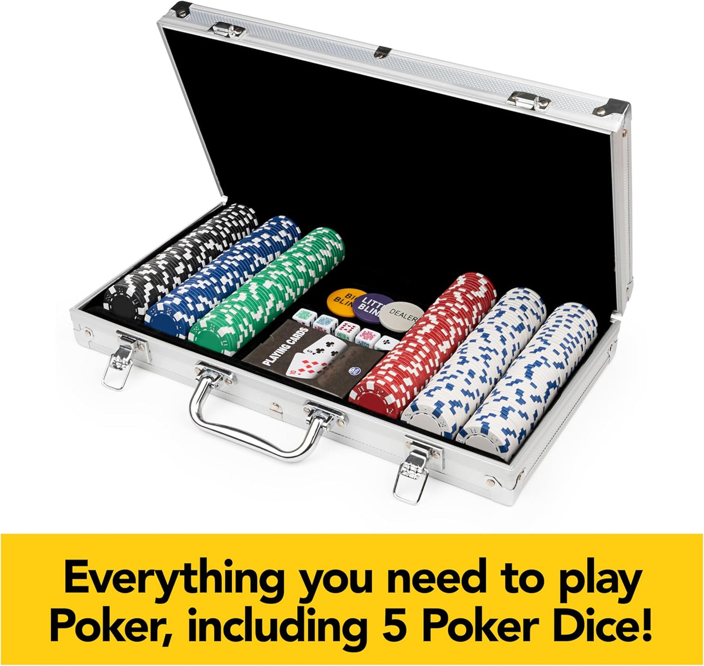 Spin Master Games, Cardinal Classics, 300-Piece Poker Set with Aluminum Carrying Case & Professional Weight Chips & Poker Dice, for Ages 8+